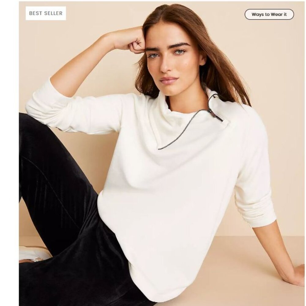 NWT Lou & Grey Signaturesoft Zip Neck Sweatshirt